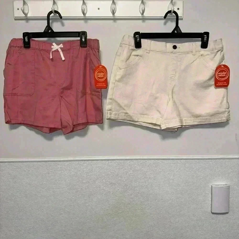 NWT! Lot of 2 Wonder Nation Shorts, Girls (18) XXL, Pink & Cream